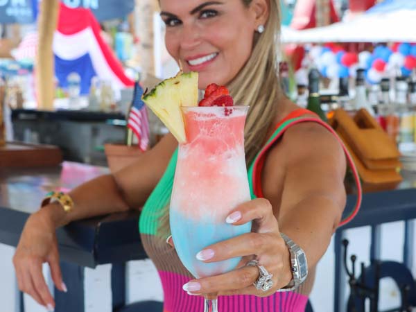 Lady With A Red White And Blue Drink